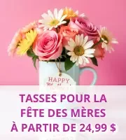Tasse et fleurs pour la Fête des Mères