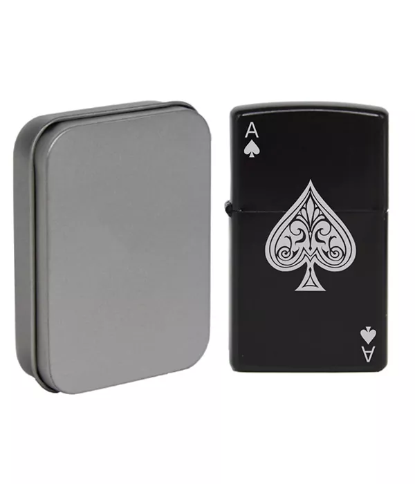Ace of Spades Flip Top Lighter in Tin Case