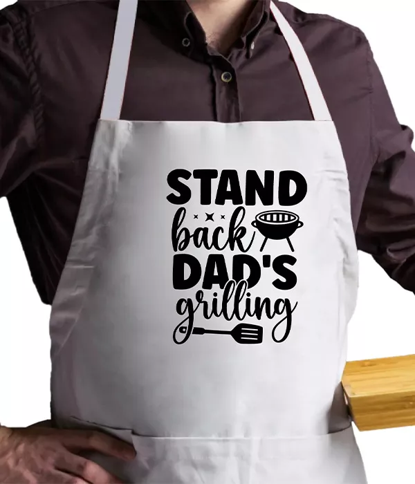 White Apron Stand Back Dad's Grilling