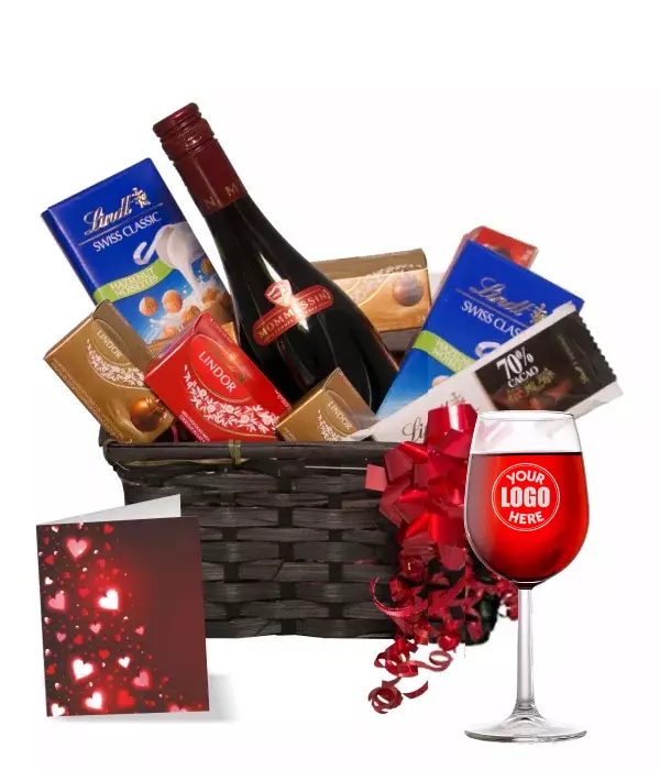 Lindt & Red with Custom Engraved Red Wine Glass