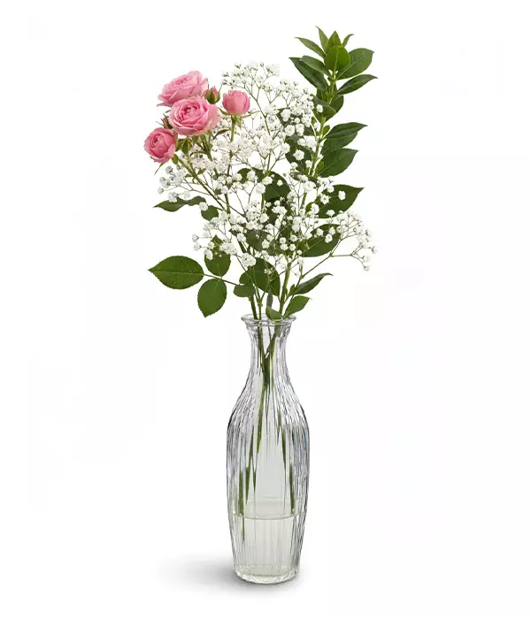 Pink Spray Rose in Bud Vase