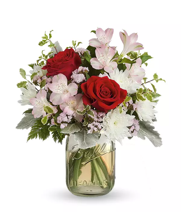 Snowy Rose in Mason Jar