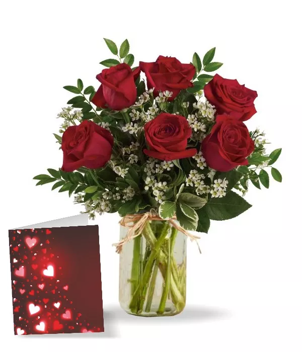 Sweetheart Roses in Mason Jar