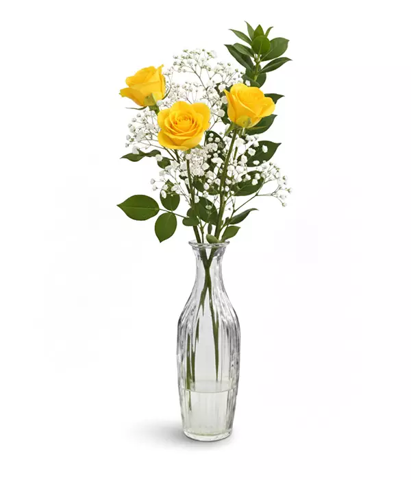 Yellow Spray Rose in Bud Vase
