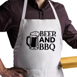 Beer and BBQ Adult Size Apron White