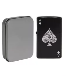 Ace of Spades Flip Top Lighter in Tin Case