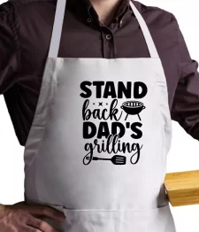 White Apron Stand Back Dad's Grilling