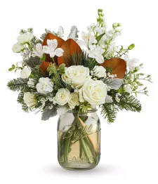 Snowy Rose in Mason Jar