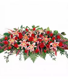 Rose and Lily Casket Arrangement