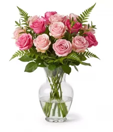 One Dozen Long Stemmed Pink Roses
