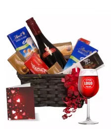 Lindt & Red with Custom Engraved Red Wine Glass