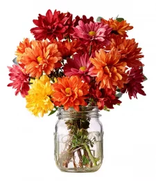 Fall Daisies in Mason Jar