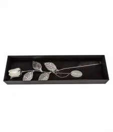 White Metal Rose with I love you Tag